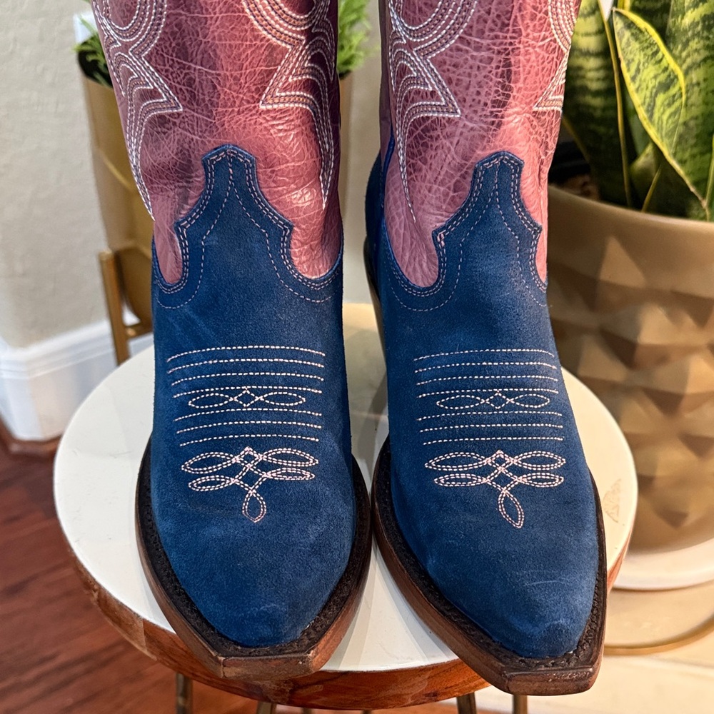 Texas Country Coastal Cowgirl Snip Toe Two-Tone Design Ladies Boots Size 6 - Picture 13 of 15